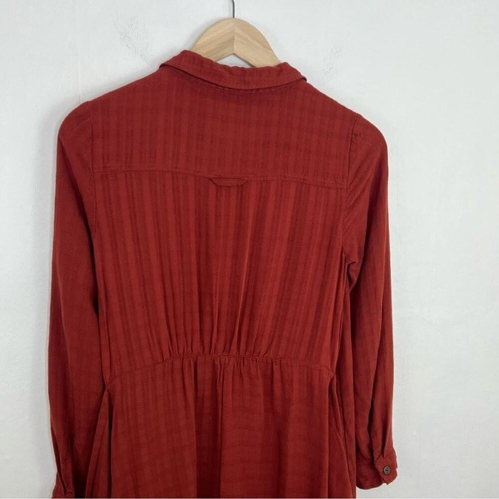 Anthropologie Rust Red Button-Front Mini Dress - Picture 9 of 16